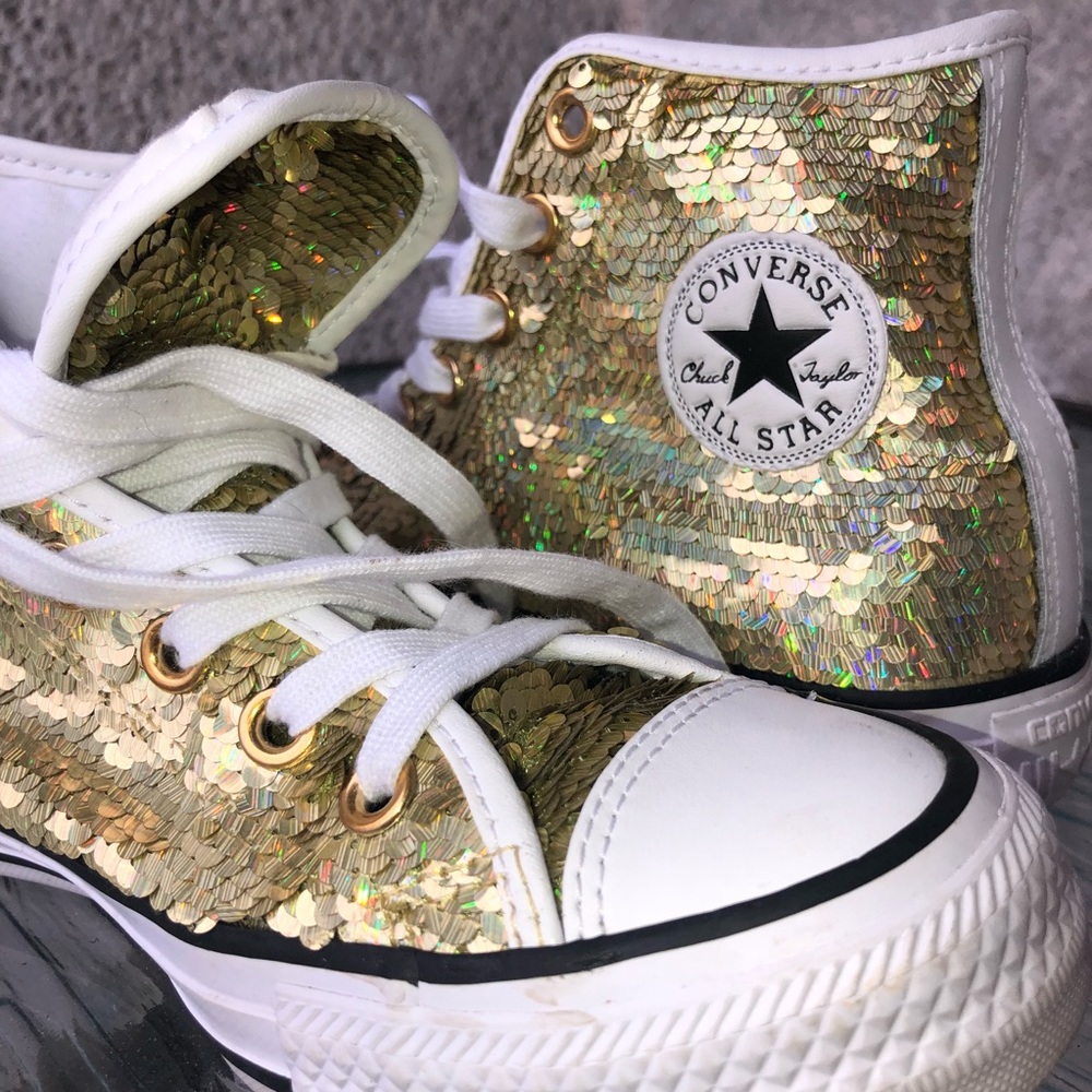 Iridescent Gold Sequin Converse